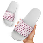 Pink Ladybug Pattern Print White Slide Sandals