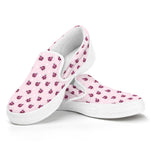 Pink Ladybug Pattern Print White Slip On Shoes