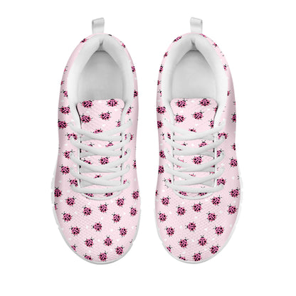 Pink Ladybug Pattern Print White Sneakers