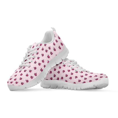 Pink Ladybug Pattern Print White Sneakers
