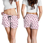 Pink Ladybug Pattern Print Women's Shorts