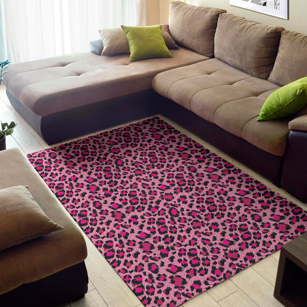 Pink Leopard Print Area Rug