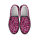 Pink Leopard Print Black Slip On Shoes