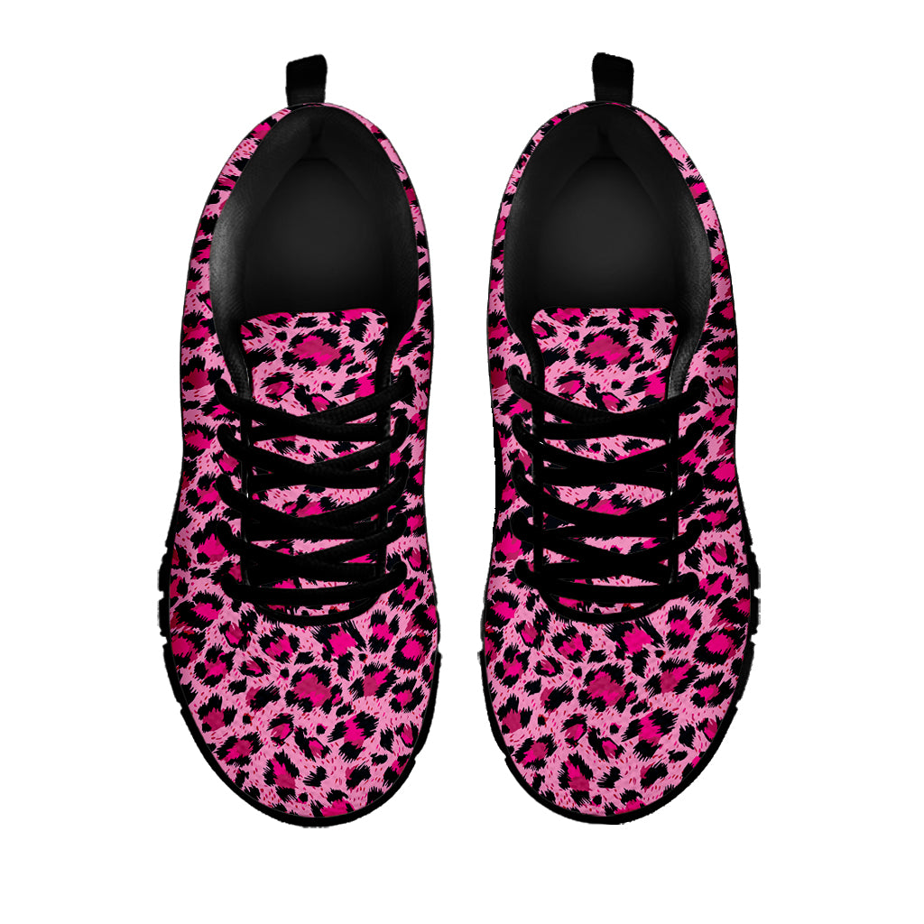 Pink Leopard Print Black Sneakers