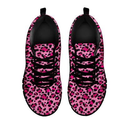 Pink Leopard Print Black Sneakers