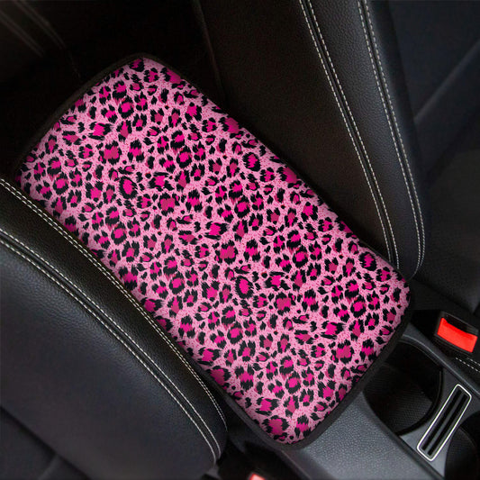 Pink Leopard Print Car Center Console Cover