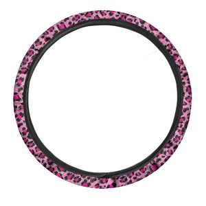 Pink Leopard Print Car Steering Wheel Cover