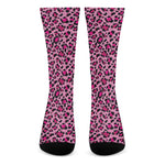 Pink Leopard Print Crew Socks