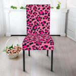 Pink Leopard Print Dining Chair Slipcover