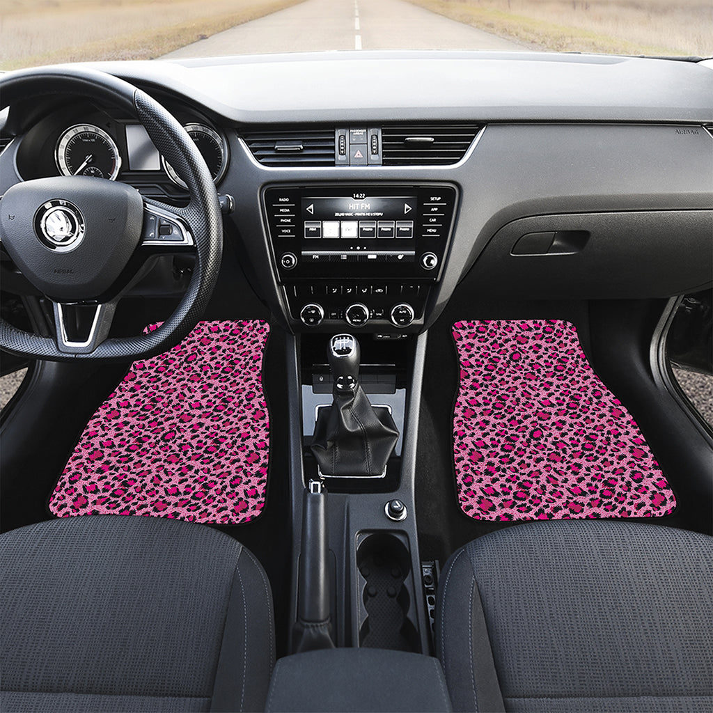 Pink Leopard Print Front and Back Car Floor Mats