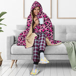 Pink Leopard Print Hooded Blanket