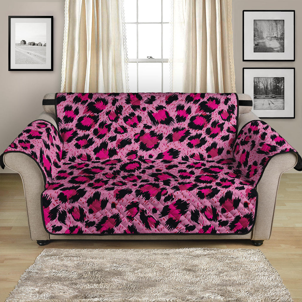 Pink Leopard Print Loveseat Protector