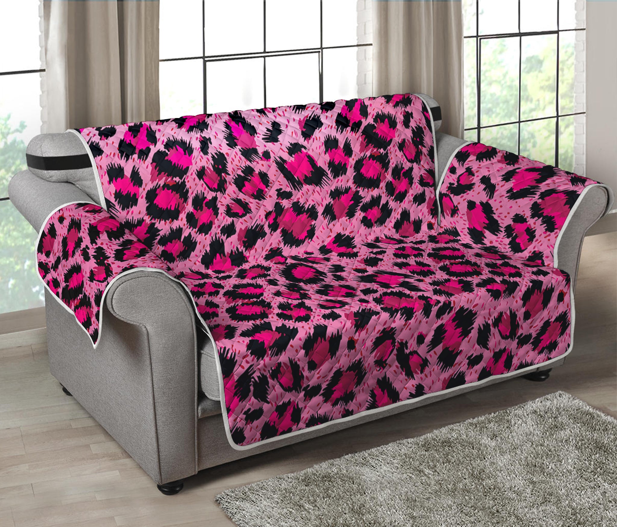 Pink Leopard Print Loveseat Protector