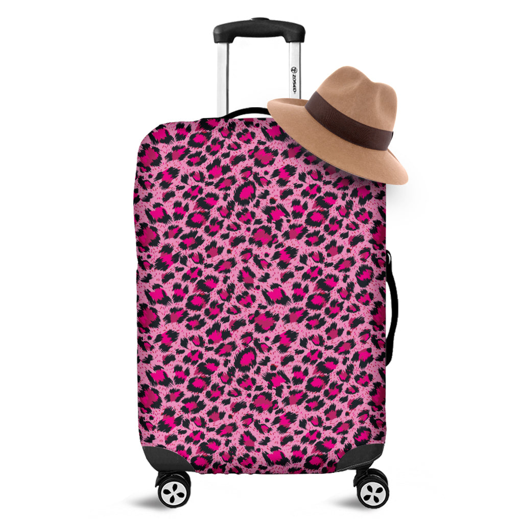 Pink Leopard Print Luggage Cover