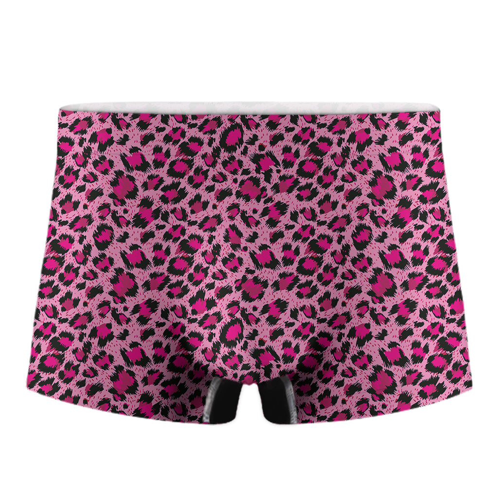 Pink Leopard Print Men's Boxer Briefs