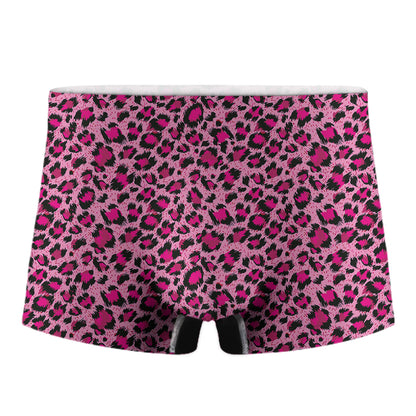 Pink Leopard Print Men's Boxer Briefs