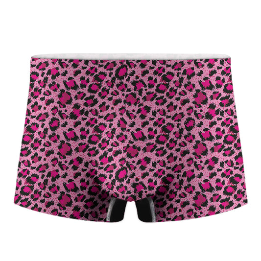 Pink Leopard Print Men's Boxer Briefs