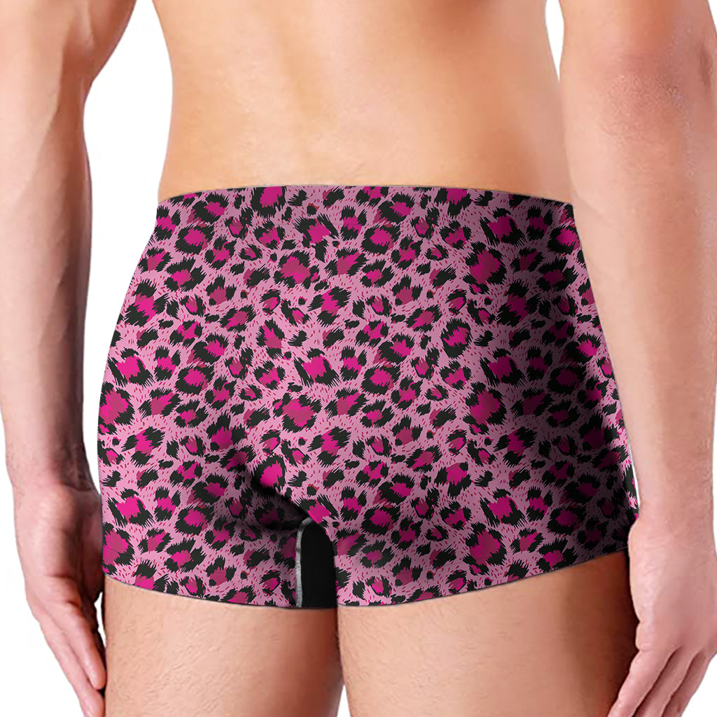 Pink Leopard Print Men's Boxer Briefs