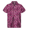 Pink Leopard Print Men's Short Sleeve Shirt