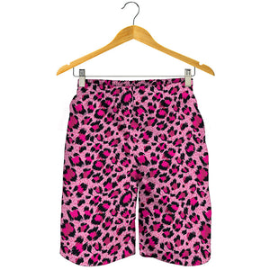 Pink Leopard Print Men's Shorts