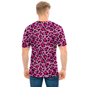 Pink Leopard Print Men's T-Shirt