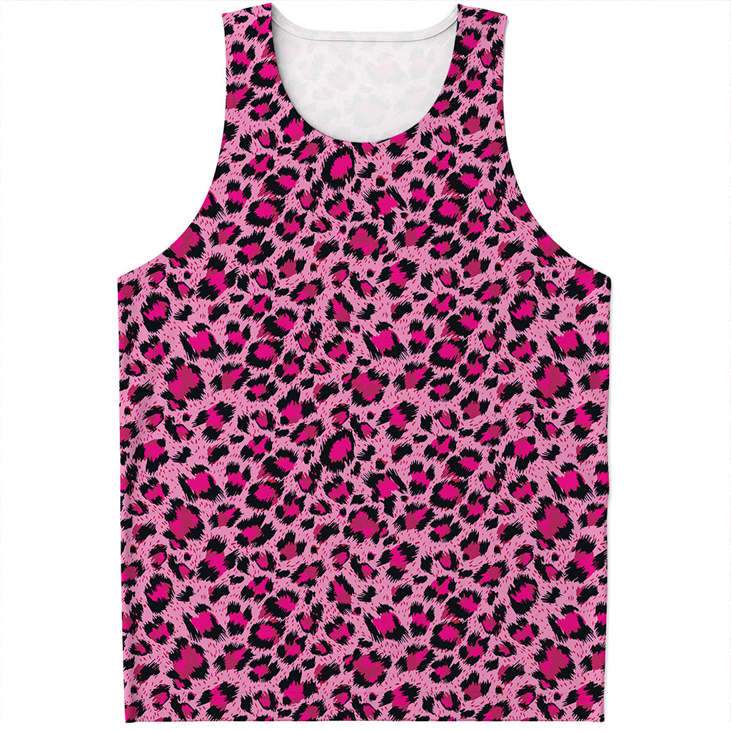 Pink Leopard Print Men's Tank Top