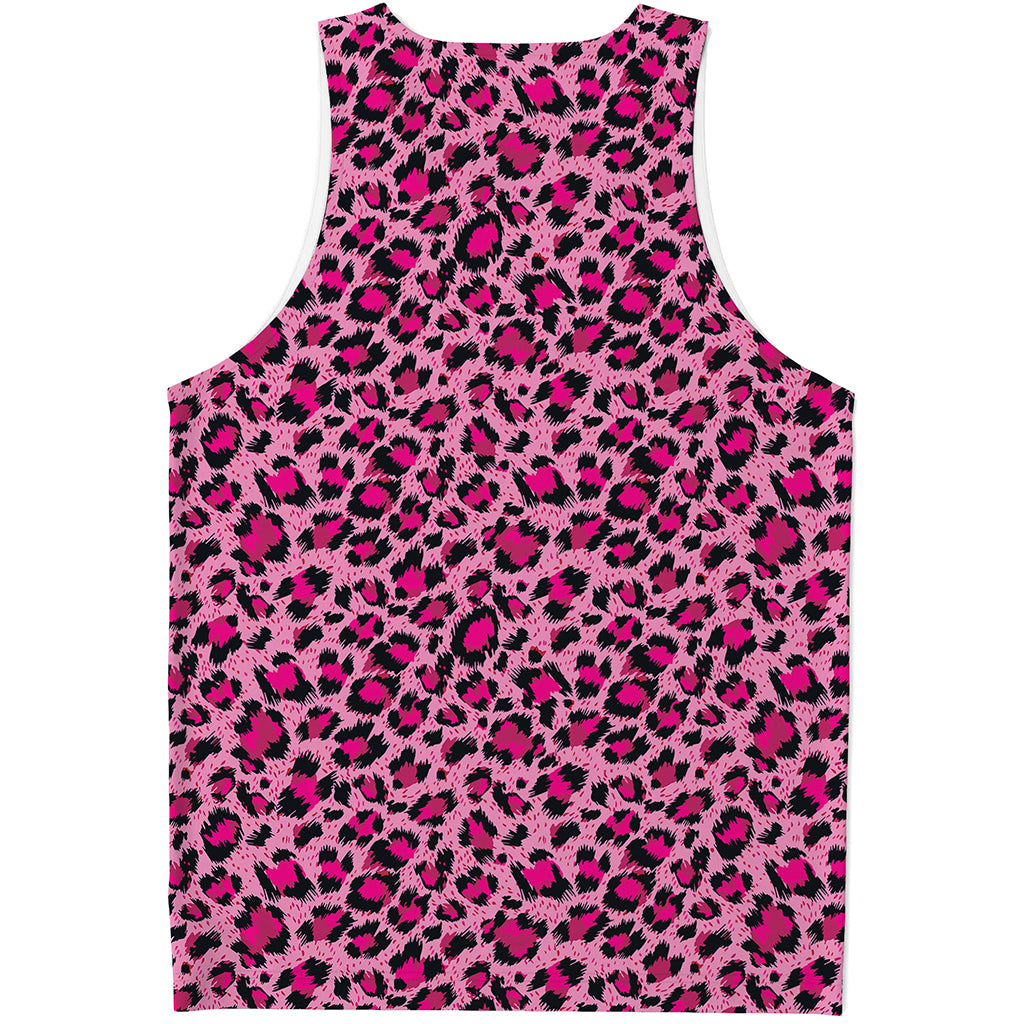 Pink Leopard Print Men's Tank Top