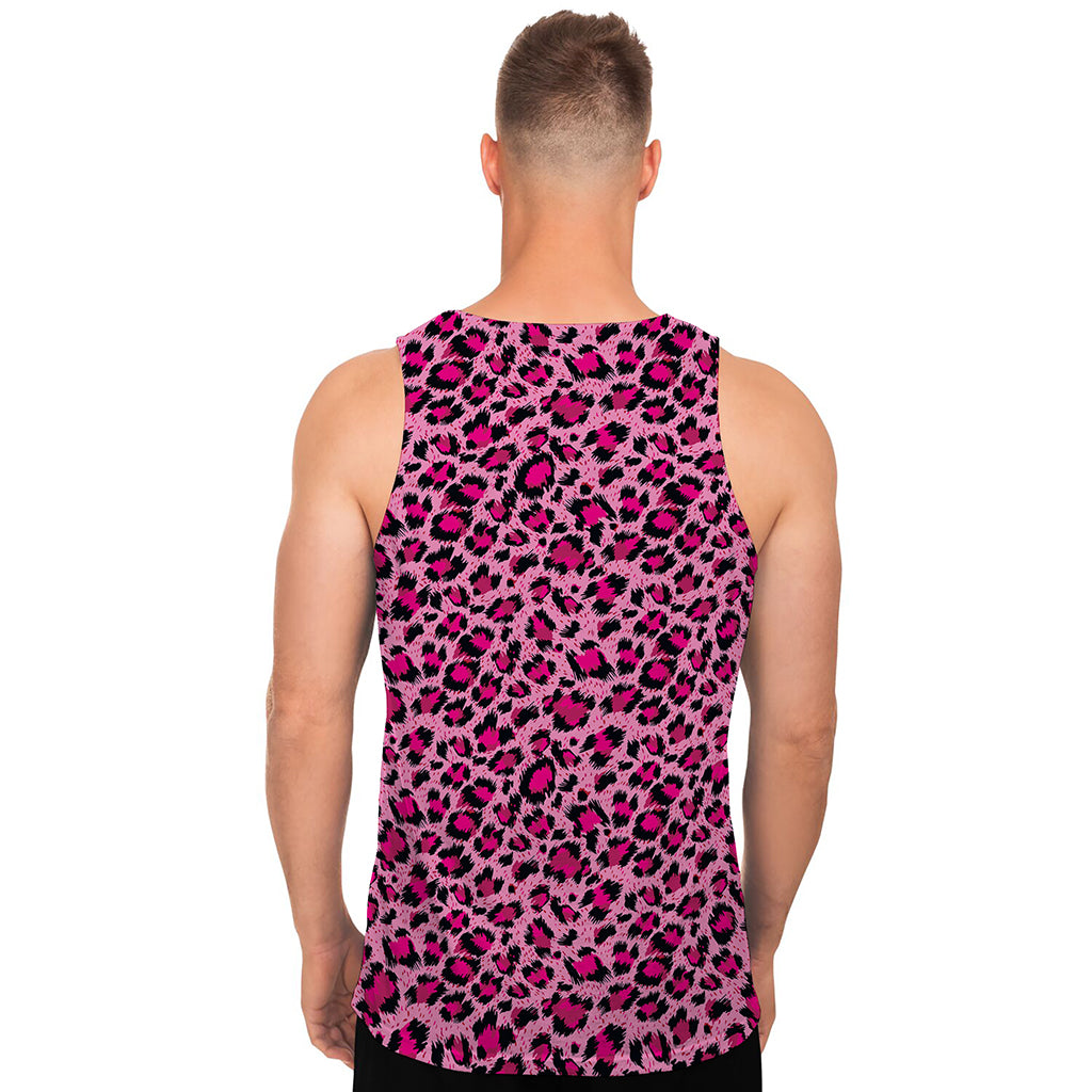 Pink Leopard Print Men's Tank Top