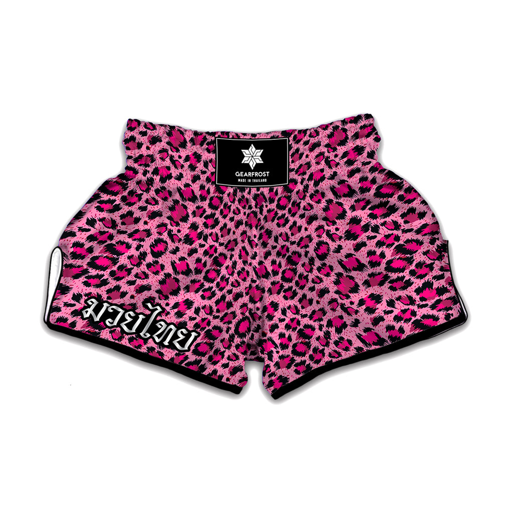 Pink Leopard Print Muay Thai Boxing Shorts