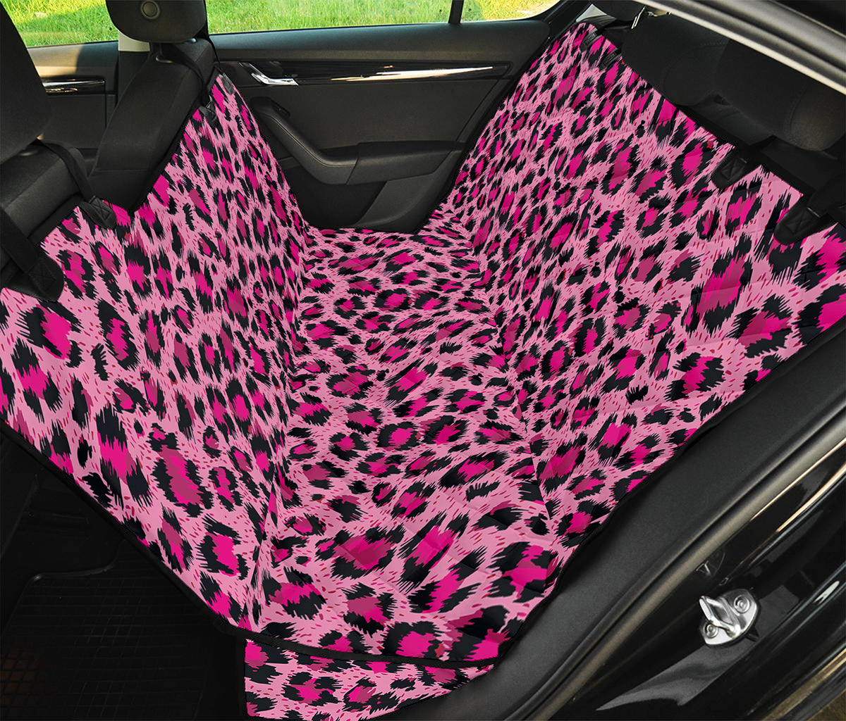 Pink Leopard Print Pet Car Back Seat Cover