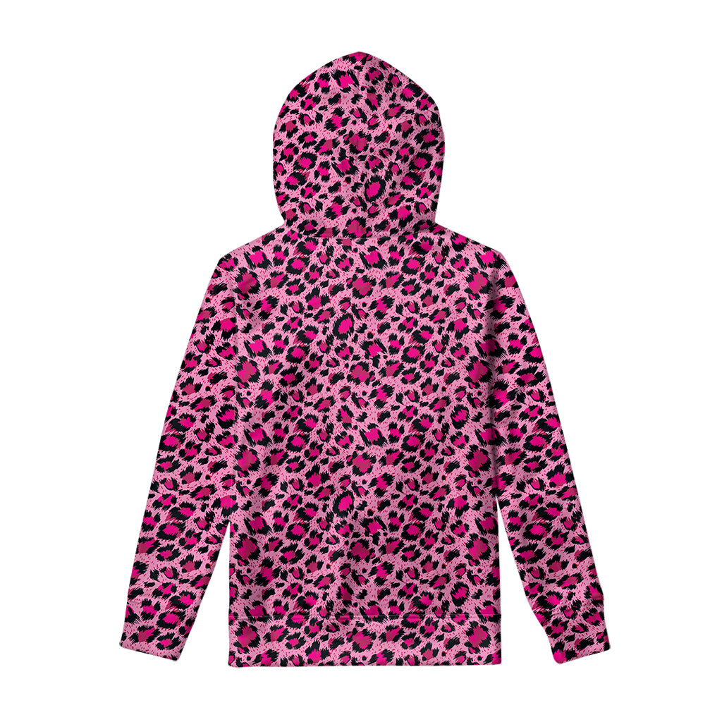 Pink Leopard Print Pullover Hoodie