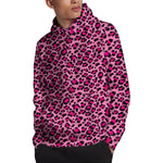 Pink Leopard Print Pullover Hoodie