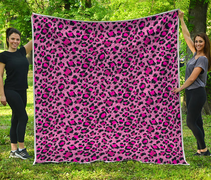Pink Leopard Print Quilt