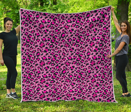 Pink Leopard Print Quilt