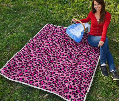 Pink Leopard Print Quilt