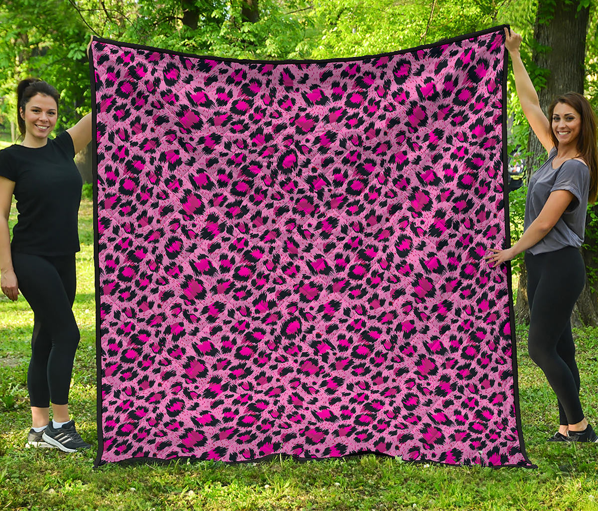 Pink Leopard Print Quilt