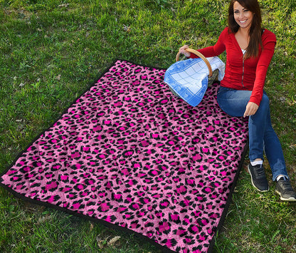 Pink Leopard Print Quilt