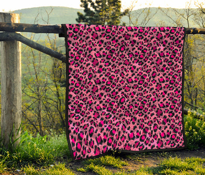 Pink Leopard Print Quilt