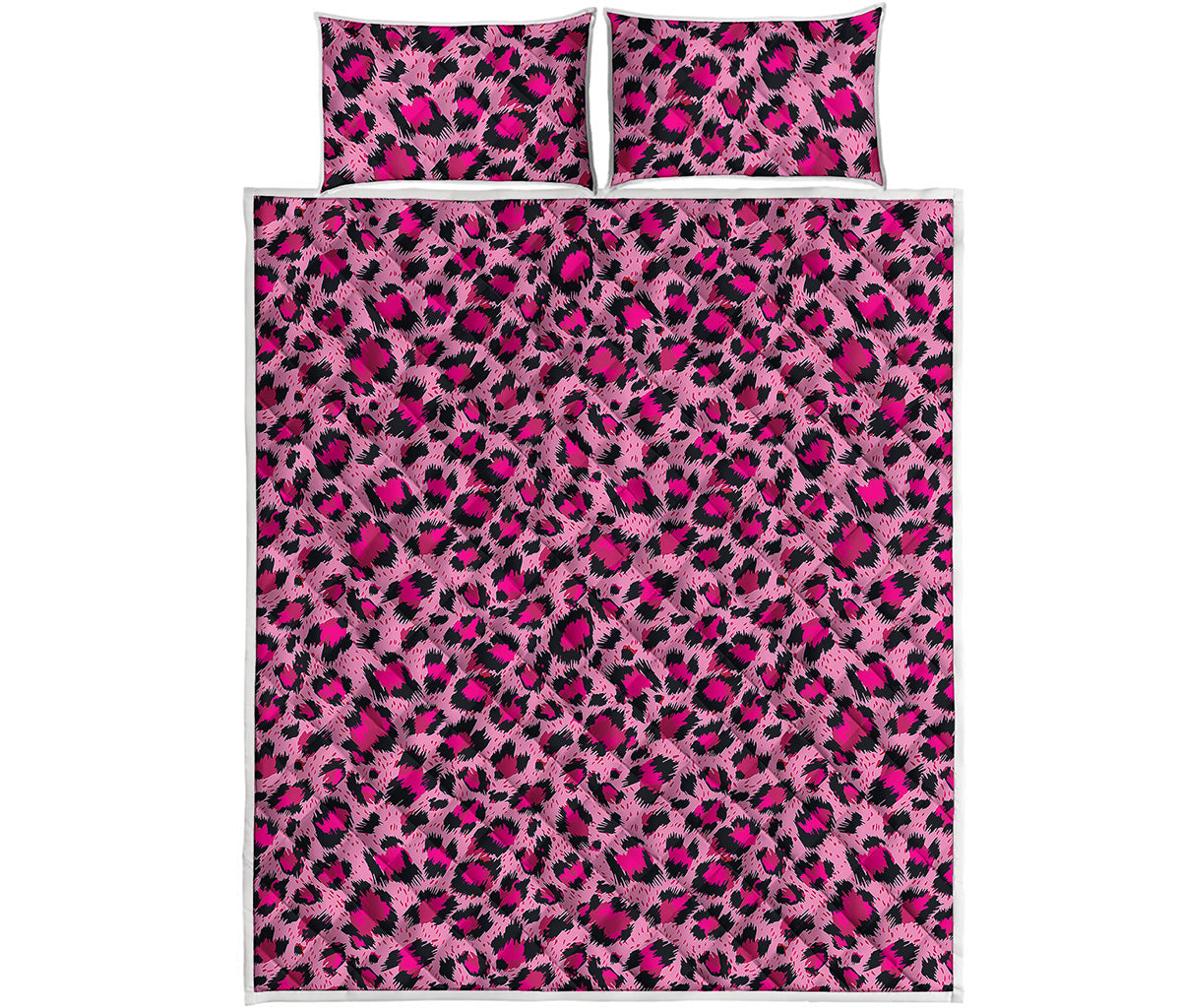 Pink Leopard Print Quilt Bed Set