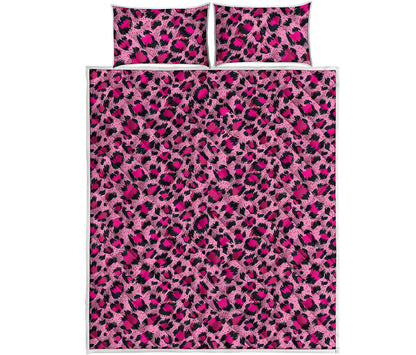 Pink Leopard Print Quilt Bed Set