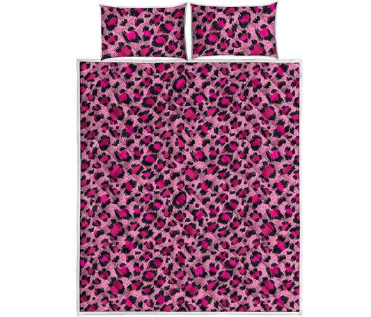 Pink Leopard Print Quilt Bed Set