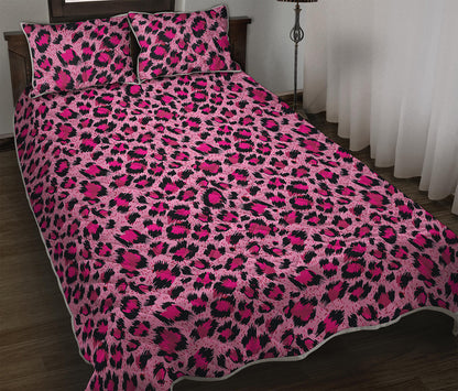 Pink Leopard Print Quilt Bed Set