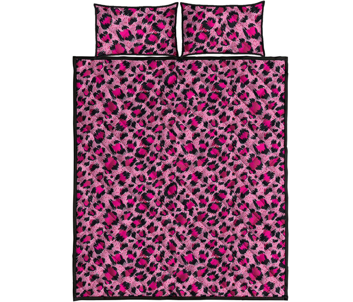 Pink Leopard Print Quilt Bed Set