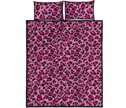 Pink Leopard Print Quilt Bed Set