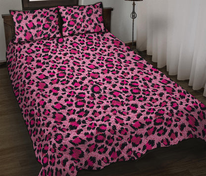 Pink Leopard Print Quilt Bed Set