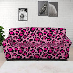 Pink Leopard Print Sofa Cover