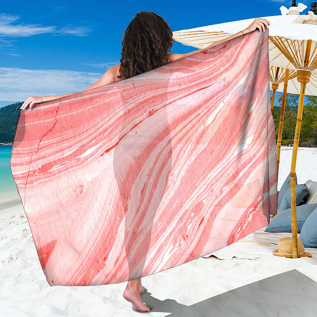 Pink Liquid Marble Print Beach Sarong Wrap