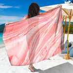 Pink Liquid Marble Print Beach Sarong Wrap