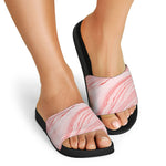 Pink Liquid Marble Print Black Slide Sandals