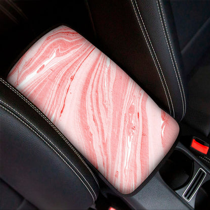 Pink Liquid Marble Print Car Center Console Cover